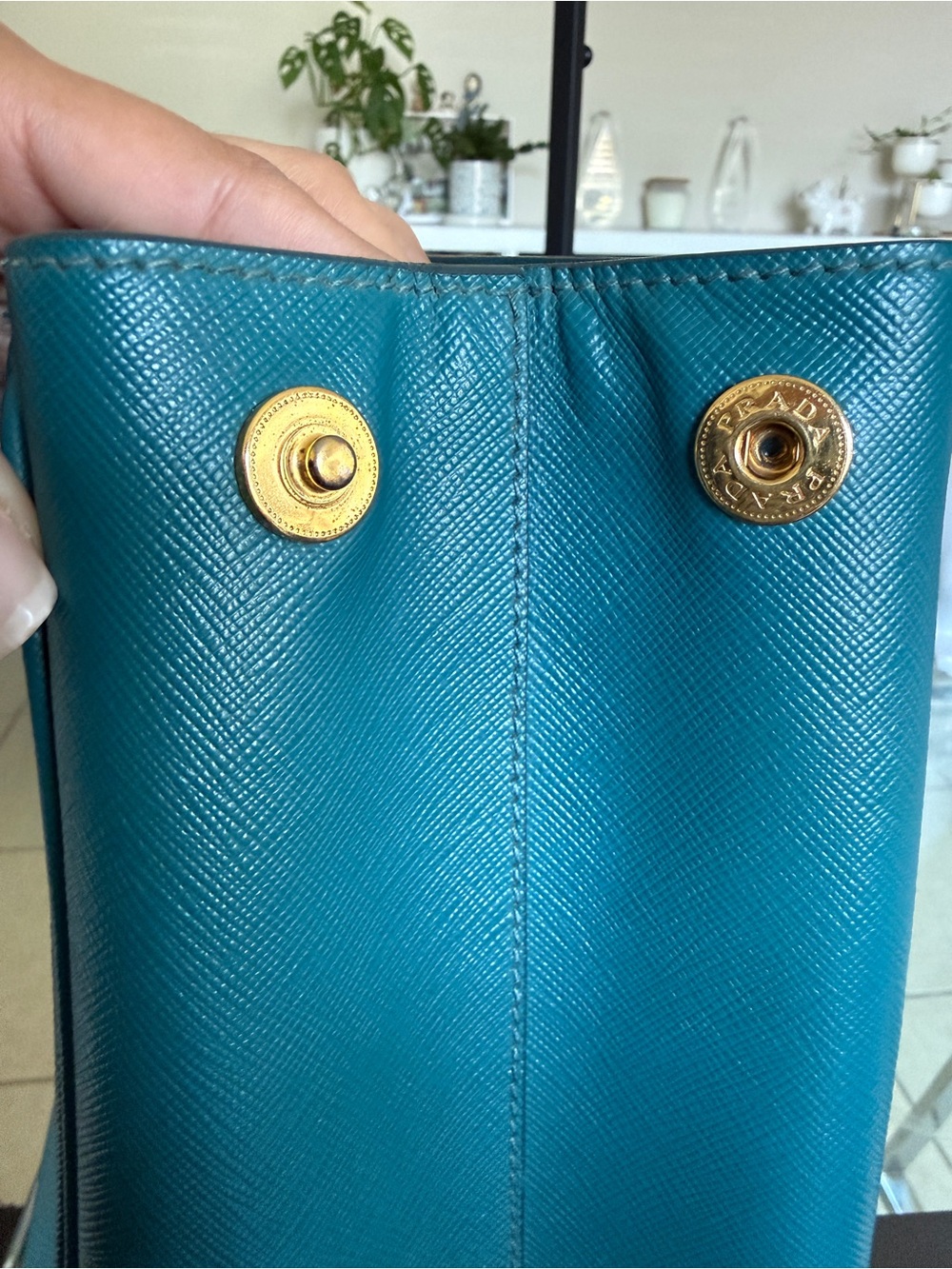 Prada Saffiano Leather Tote - Teal - Picture 4 of 15
